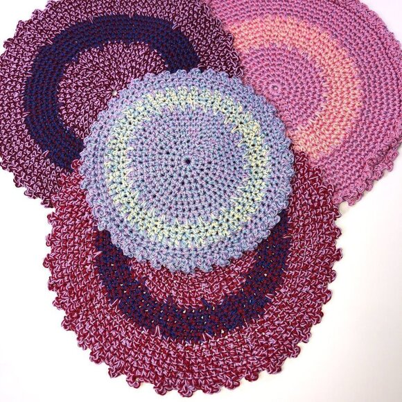 𝅺HAND Made Set Crochet Doilies 4PC - Picture 1 of 4
